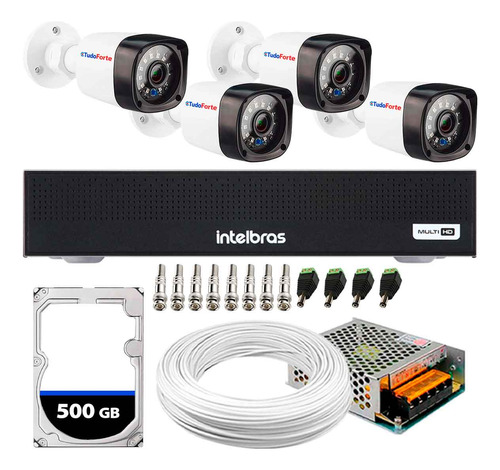 Kit 4 Câmeras Full Hd 1080p Dvr Intelbras 3004c Hd 500gb