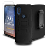 Funda Protector P/ Motorola One Vision Uso Rudo + Mica 