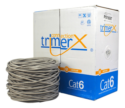 Cable Utp Cat 6 Cm 23 Awg Gris Trimerx X 305 Mt