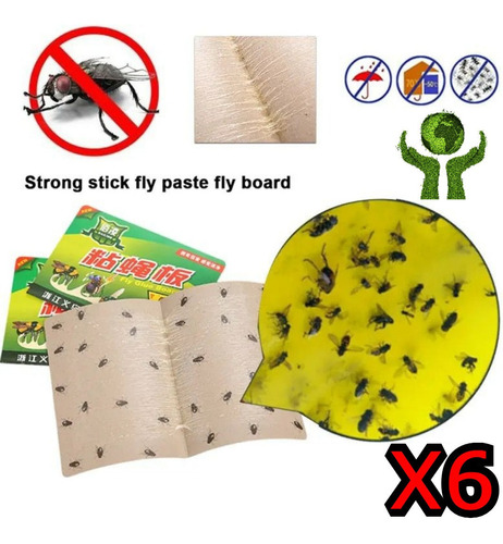 Trampa Atrapa Mata Insecto Mosca Cucaracha Placa Adhesiva X6