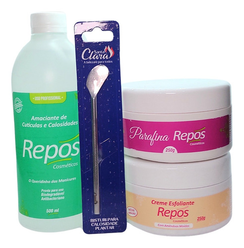 Kit Repos Amaciante 500ml + Esfoliante + Parafina + Bisturi 