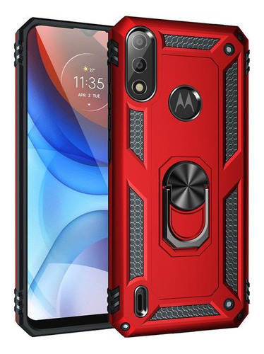 Funda Uso Rudo Anticaída Con Anillo Para Motorola E7i Power