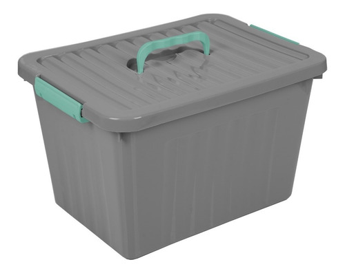 Caja Organizadora Plastica Apilable Grande Gris 38x28x22