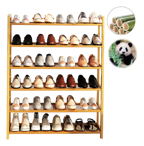Zapateras Almacenamiento Zapatos Bamboo En Plano 6 Niveles