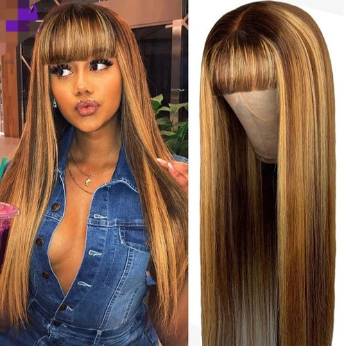 Bella Lace Front  Mel Loira  Cabelo Humano  Com Franja 