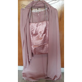 Conjunto De Pollera , Top Y Chalina De Gasa Color Rosa Palid