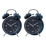 2pcs Reloj Despertador Mecánico De Doble Campana Luz