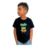 Camiseta Infantil Bob Esponja Calça Quadrada Desenho 