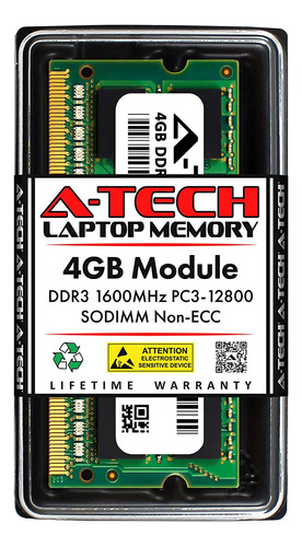 Memoria Ram A-tech Ddr3 1600 Mhz Pc3-12800 Cl11 Sodimm De 4