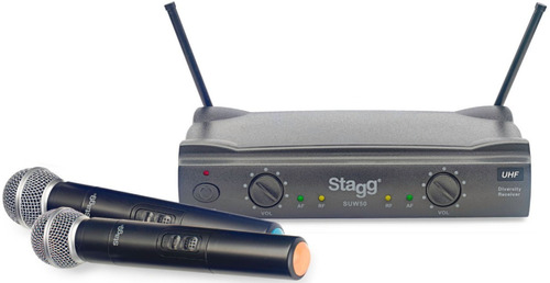 Stagg Suw50mm Microfono Inalambrico Doble Mano Uhf Estuche Color Negro