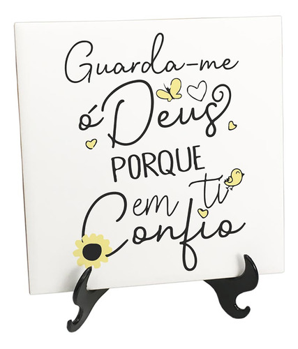 Quadro Azulejo Presente Frase Guarda-me Deus Em Ti Eu Confio