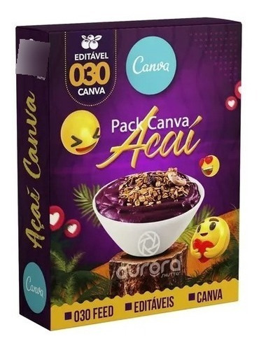 Canva Pack Açaí + 150 Artes Inéditas 100% Editáveis 