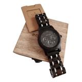 Reloj Original De Madera Natural De Zebra Hombre Chocolate