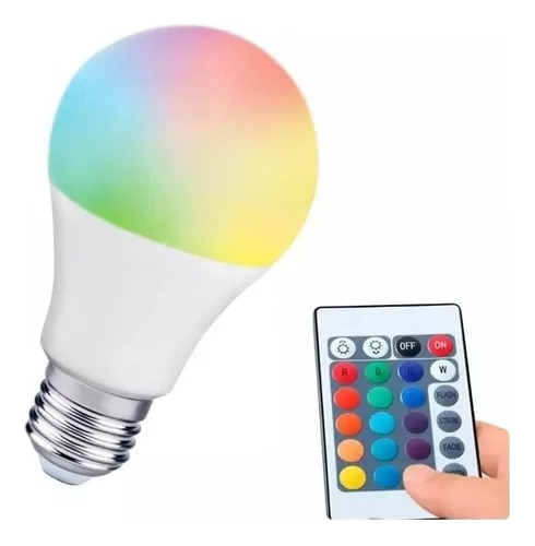 Lampara Led Bulbo 16 Colores Rgb Control Remoto E27 3w