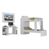 Beliche/colchão/mesa Gamer/painel Tv 65 Multimóveis Mp4216 Cor Branco