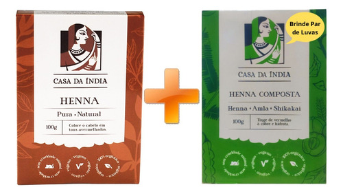 Kit 1 Henna Indiana Casa Da India 100% Natural + 1 Composta