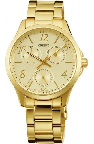 Reloj Orient Dama Dorado Día-fecha Fsx09003c 100% Original 