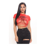 Fashion Nova Polera Crop Top Desgastado Still Killing It