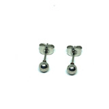 Arete Broquel  Acero Inoxidable Plateado Bola 4 Mm