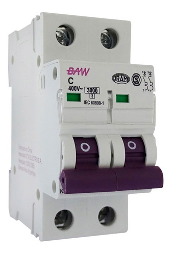 Llave Termica Bipolar 20amp 2x20 Baw Iram Color Blanco Corriente Nominal 10 A Voltaje Nominal 220v