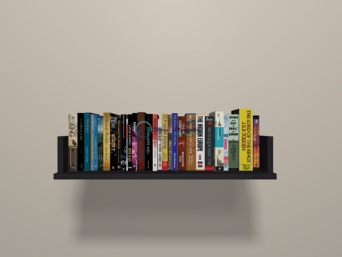 Prateleira Suporte Livros Nicho U 50x20x11,5cm Preto Montado