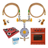 Kit Duplo Cooktop Forno Mangueiras Cobre 1,50mt 2kg/h Glp