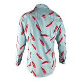 Camisa Fiume Plumas Estampada Entallada Hombre