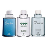 Kit 3 Refil Perfume Deo Corporal Masculino Natura Kaiak Aventura Homem + Biografia Clássico Tradicional 100ml