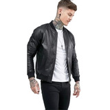 Chaqueta Cazadora Bomber Chamarra Slim Fit Cuero Faux Abrigo