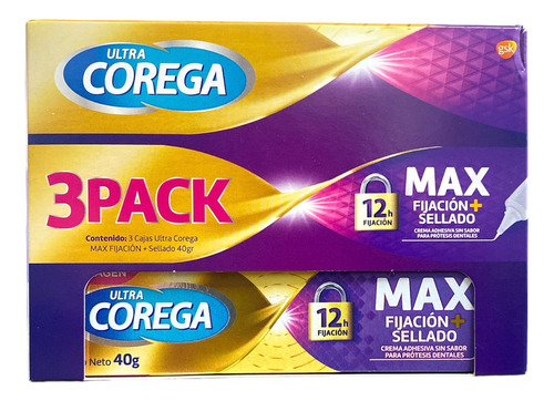 3 Pack Corega Max Fijación Y Sellado 40g Cu