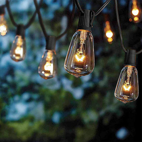 Laspang Guirnalda De Luces Exterior, 15m 25+2 Focos Vintage St-38 Serie De Luz Impermeables, Luces Decorativas Para Iluminación De Jardin Patio Boda Hogar
