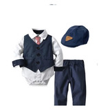 Terno Social Infantil Conjunto Com Boina Colete Roupa Body