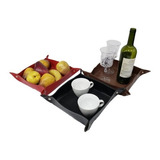 Bandeja Frutera Pack X2 Cuerina Negra/ Roja Marrón 24x24x6cn