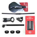 Kit Guidão Bike Mesa Manoplas Calço Abraçadeira Selim Canote