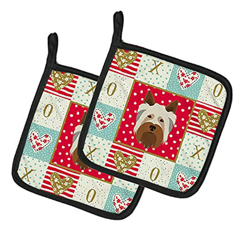 Agarraderas De Cocina Silky Terrier, Rojas, 7 1/2x7 1