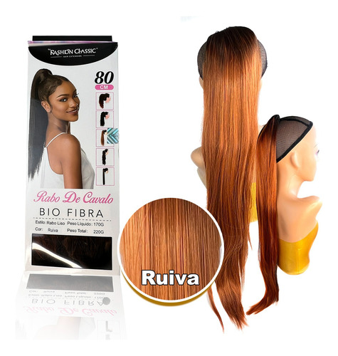 Aplique Rabo De Cavalo Bio Fibra Similar Cabelo Humano Liso