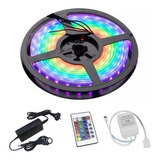 Tira Led 3528 Rgb 5m Con Control Remoto Y Fuente - Efectos