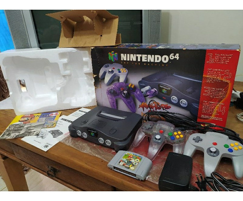 Nintendo 64 Ed. Atomic Purple C/ Caixa + Manual + Controles + Mario