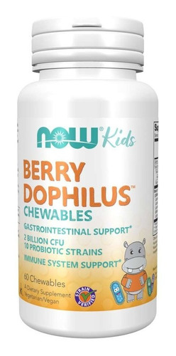 Now Foods Probiótico Infantil Berry Dophilus, 60 Masticables