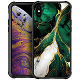 Funda Para iPhone XS Verde Dorado Marmol