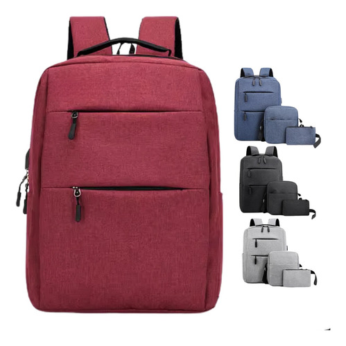 Mochila Notebook Conjunto 3 Peças Usb Moderna Bag Com Alça 