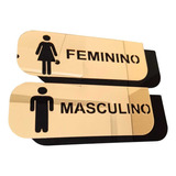 Identificação Banheiro Feminino Masculino Dourado 