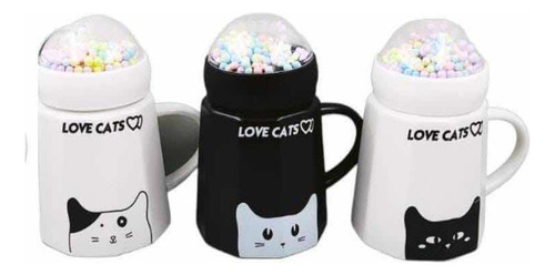 Mug Love Cats Taza De Gatos Con Tapa De Confetis