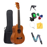 Ukelele Soprano 21 Pulgadas Caoba Accesorios 4 Cuerdas Calid Color Marrón