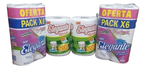 Pack Papel Higiénico 12rx30mt Y Rollo De Cocina X2 Elegante 