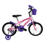 Bicicleta Aro 16 Infantil Menina Fadas Com Rodinhas Cor Rosa