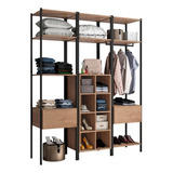 Guarda-roupa Oxford Closet Modulado Industrial| Cor Marrom