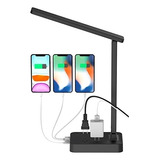 Lámpara De Mesa Led De Escritorio Con 2 Puertos De Carga Usb