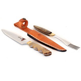 Set De Asado Cuchillo Tenedor Cuero 100%