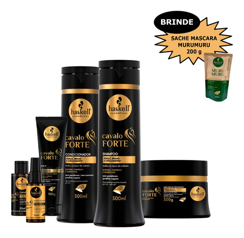 Kit Haskell Cavalo Forte 300ml Força Brilho Completo Full